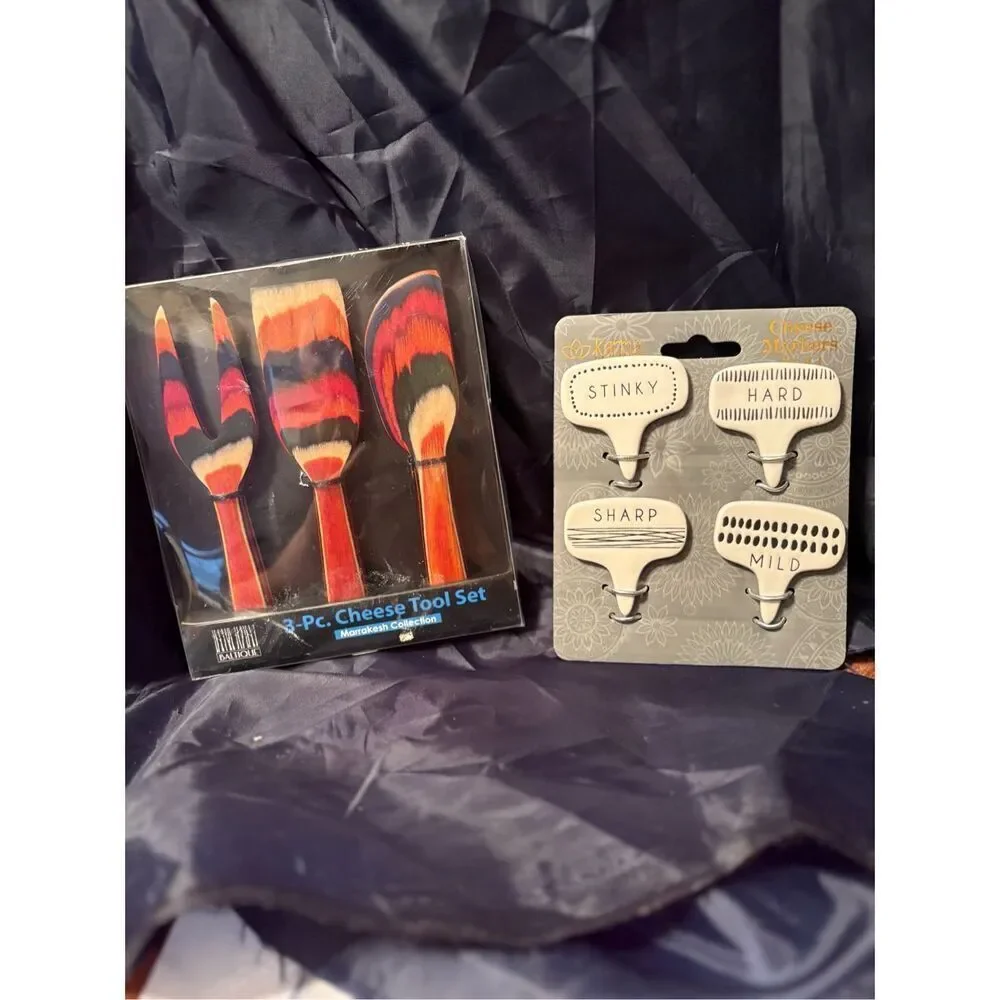 Baltique Marrakesh 3 Piece Cheese & Charcuterie Tool Set Colorful & Karma 4 Piec